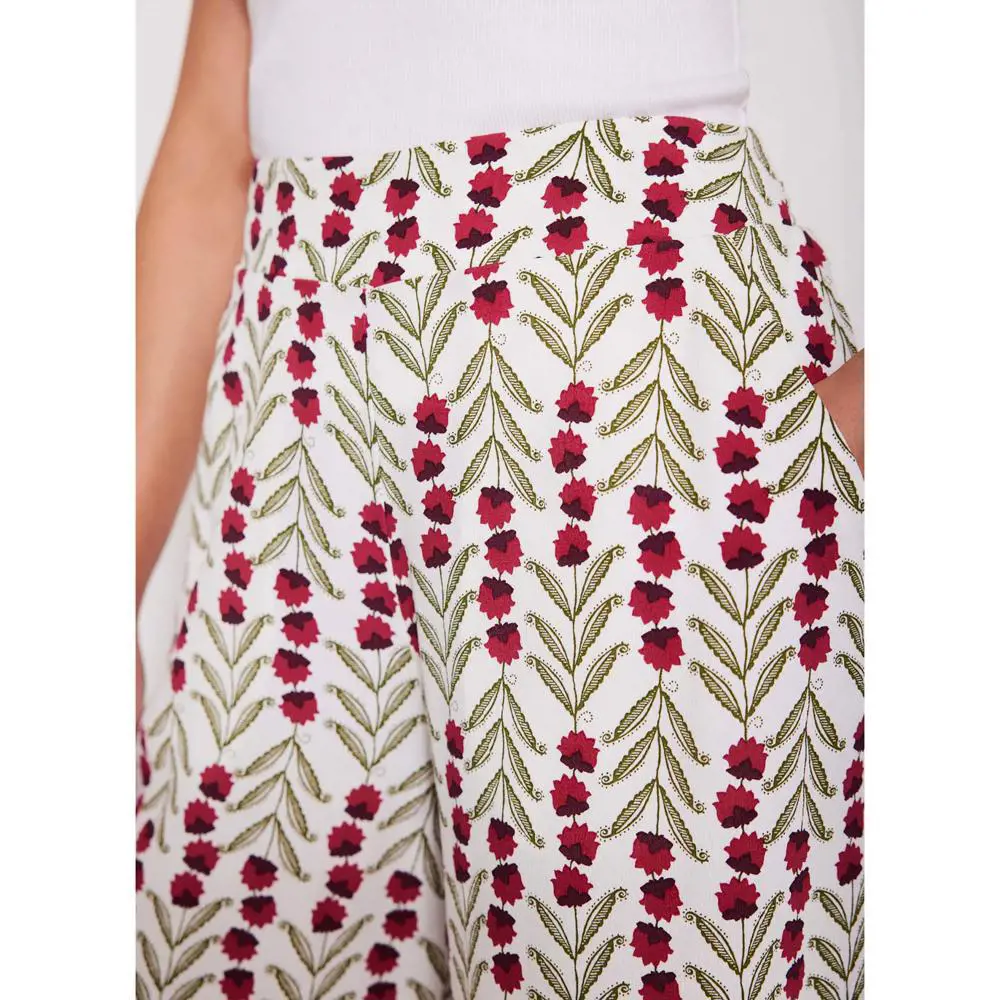 Mint Velvet Neutral Floral Print Wide Leg Trousers